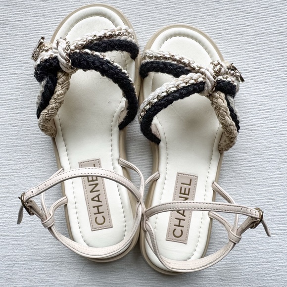 Chanel 2023 Interlocking CC Logo sandals 35.5 - BRAND NEW IN BOX - Picture 3 of 6